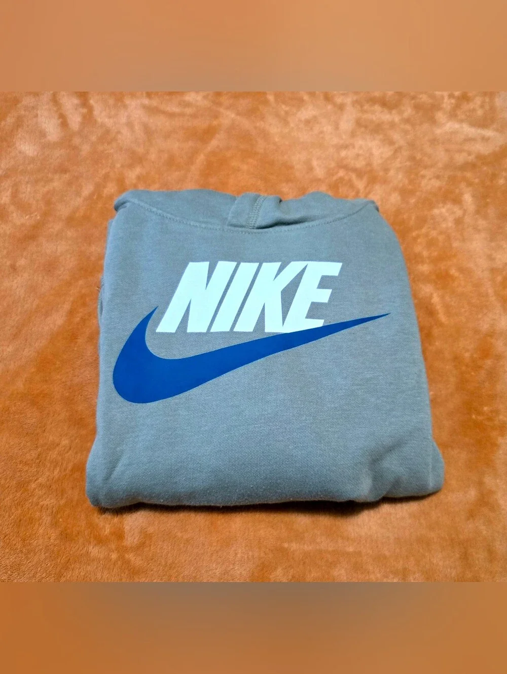 Nike Sportswear Fleece Hoodie Kids Size L Sage Green Unisex Pullover 6-7 Yrs